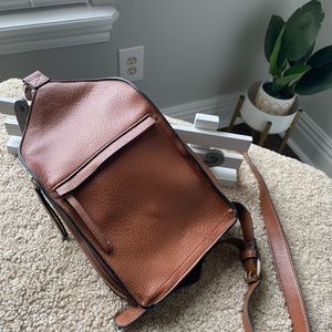 Sling Purse, chest crossbody shoulder bag, travel daypack brown.